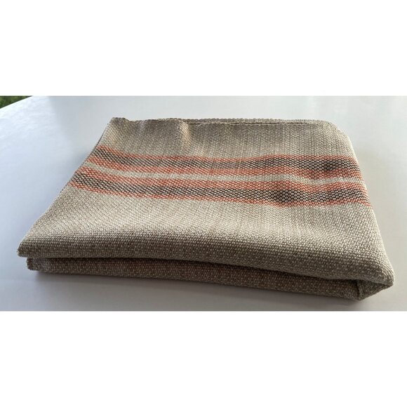 Vintage 80s tablecloth, beige brown and orange, thick woven, rectangular table - Picture 8 of 8